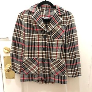 Vintage Long Plaid Blazer